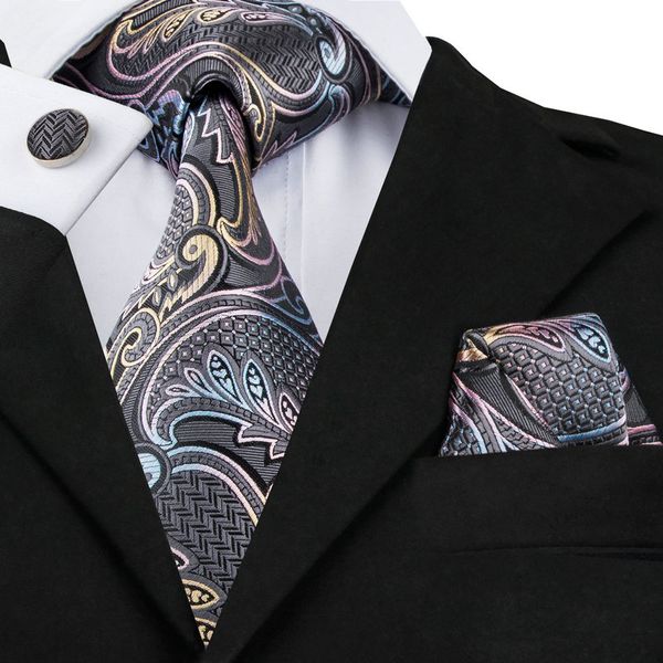

new brand hi-tie paisley tie set 100% silk jacquard mens necktie gravata hanky cufflinks set mens tie for wedding party, Blue;white