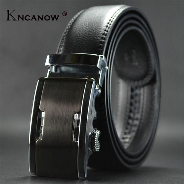 

kncanow 140cm belts brand automatic buckle belts qdf819 men and women genuine leather belt ing, Black;brown