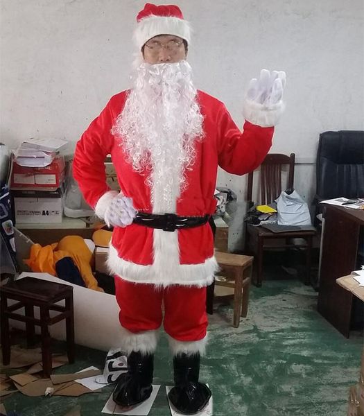 2018 Hot New Christmas Santa Claus Costumes Set 9pcs Costume completo della mascotte del vestito del corpo