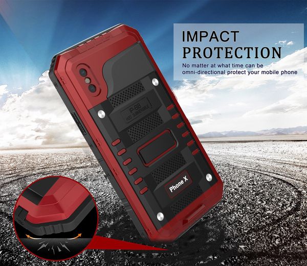 

for iphone 7 waterproof case zinc alloy + silicone hybrid waterproof mobile case armor cover for goophone x phone case