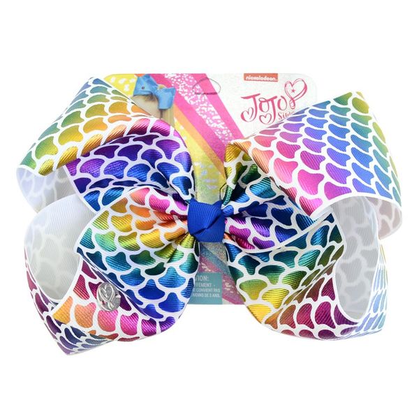

Jojo iwa baby girl children 8 inch large rainbow ignature hair bow with card and equin logo hair acce orie fa hion hair clip