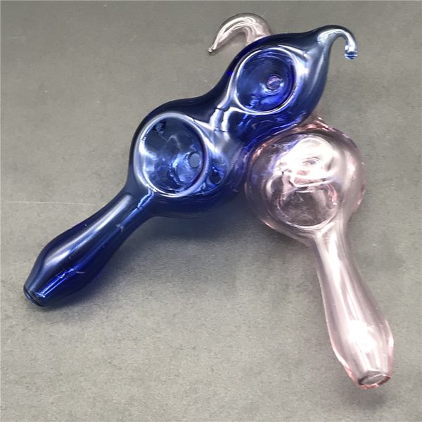 ASD Great Double Bowl Tobacco Pipe Pyrex Стеклянные нефтяные трубы горелки с одним отверстием DAB Буровые трубы для курить Трубы Продажа