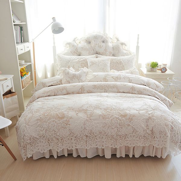 4 6 Princess Style Winter Bedding Set White Bed Skirt Lace Duvet 4 6 8pcs Princess Style Winter Bedding Set White Bed Skirt Lace Duvet Cover