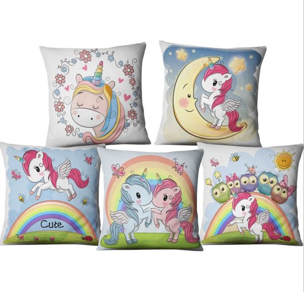 New Fashion Cute Unicorn Pattern Pillow Case Home Bed Cushion