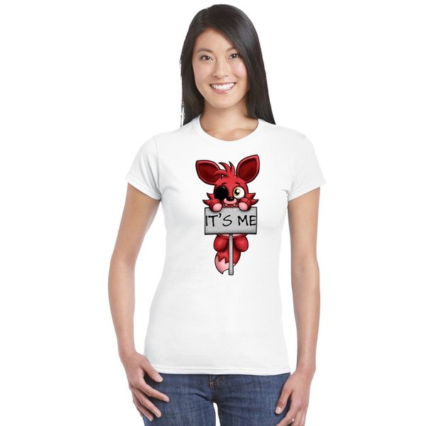 

fashion girl's brand print tshirt it's me kawaii fnaf plush foxy t shirt womens hip hop tee shirt female basic t-shirt, White