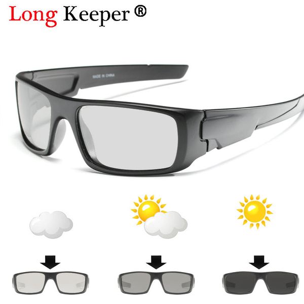 

driving pchromic sunglasses men polarized chameleon discoloration all day change color for snow light shades gafas de sol, White;black