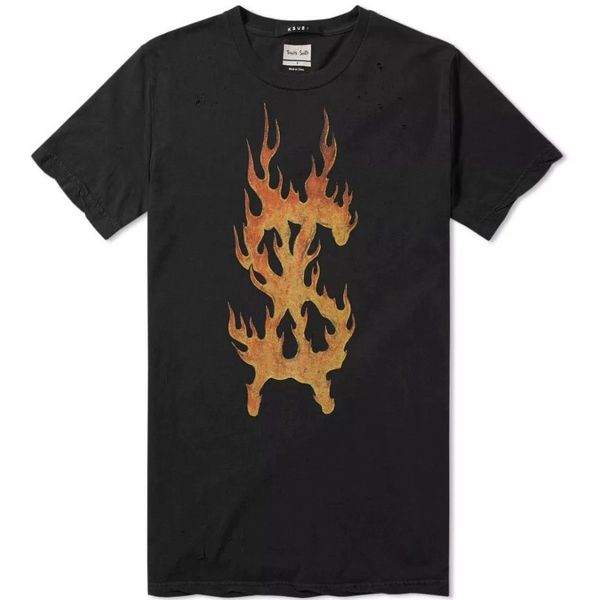 

KSUBI X TRAVIS SCOTT FLAMING DOLLAR Размер тройника L Смешные футболки Hipster с круглым вырезом Прох