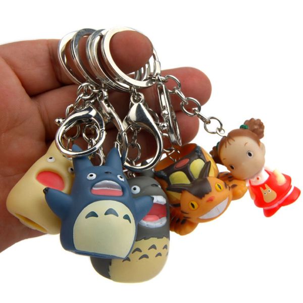 

fashion cute my neighbor totoro pvc keychain women cartoon hayao comic fans charms keyring key holder child gifts bag jewelry, Silver