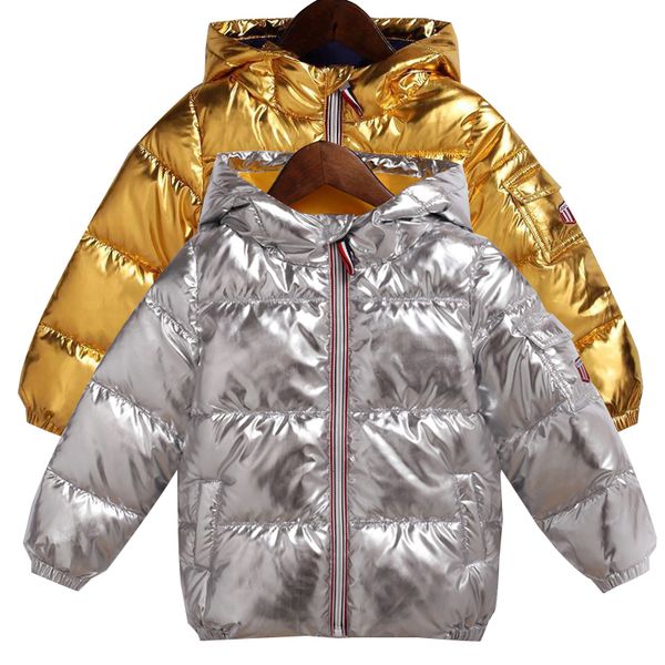 

children winter jacket for kids girl silver gold boys casual hooded coat baby clothing outwear kids parka jacket snowsuit, Blue;gray
