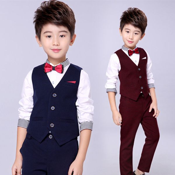 

children suit baby boys suits kids blazer boys formal suit for weddings boys clothes set kids vest+pants 2pcs 3-13y, White