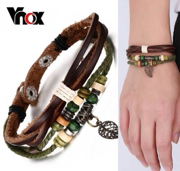 

brown genuine leather bracelet men's bangle stainless steel fashion retro charm jewelry for women, Golden;silver