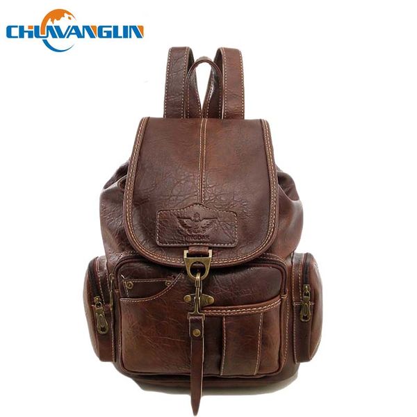 

chuwanglin fashion college style school bags vintage women's leather backpacks casual waterproof travel bags a091803