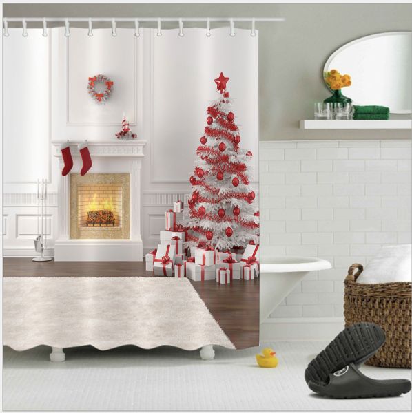 

6styles christmas landscap pattern 3d print custom waterproof bathroom modern shower curtain polyester fabric bathroom curtain door mat sets