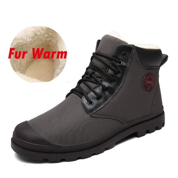 

high men waterproof boots winter plush warm winter boots men big size winter shoes men anti skidding comfortable flats shoes, Black