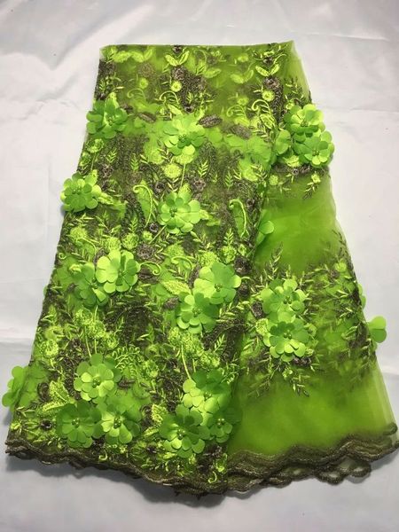 

5 ярдов / шт. замечательная зеленая французская чистая кружевная ткань с бисером и цветочным декором африканская сетка кружева для платья qn, Black;white