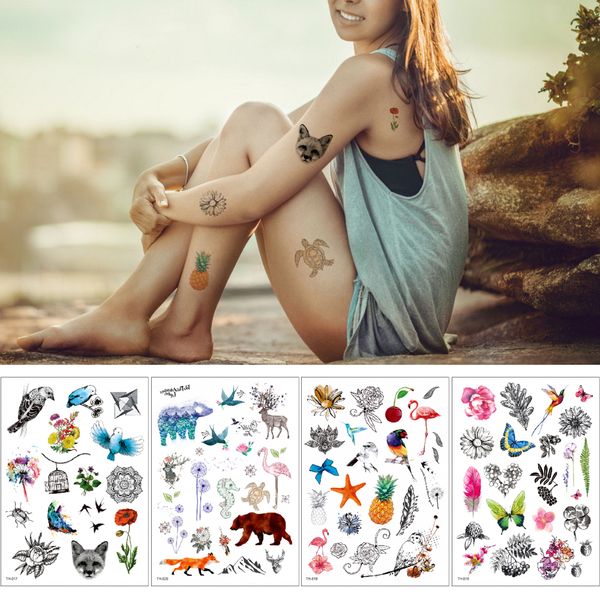 Acheter Body Petit Autocollant De Tatouage Fox Animal Flower Pineapple Conception De Tatouage Temporaire Main Cheville Cou Enfants Cadeau Bricolage