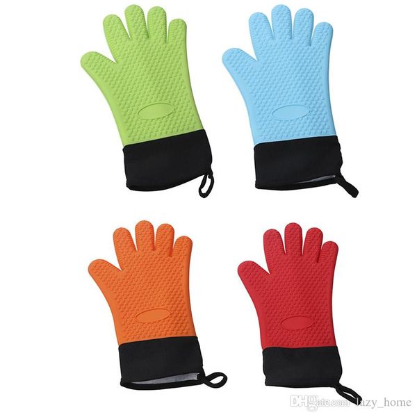 

silicone cooking gloves holder 5 fingers non-slip barbecue oven mitts resistant gloves pot kitchen tools bbq grilling cooking insulation coo