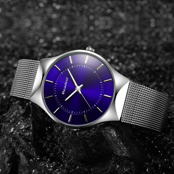 

readeel full steel ultra thin fashion casual men's watches quartz men sports watches quartz watch waterproof relogio masculino, Slivery;brown