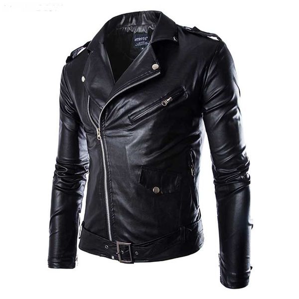 

men's locomotive leather jackets fashion brand coat biker jacket men homme jaqueta couro masculina pu leather mens punk veste, Black;brown