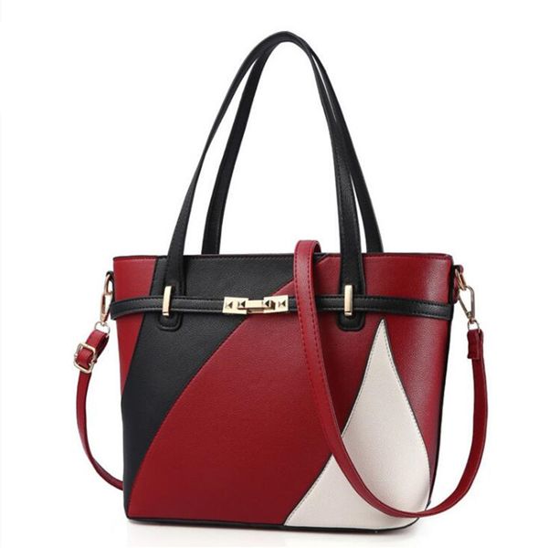 

new women leather handbags shoulder bag women's casual tote bag female patchwork handbags main ladies hand bags d18101104