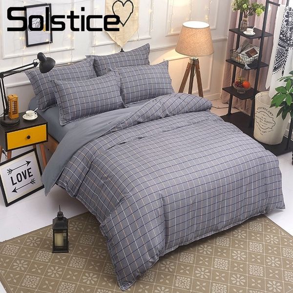

solstice home textile bedding set kid teen boy girl bed linen plaid duvet quilt cover pillowcase bed sheet king twin