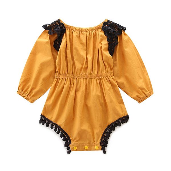 

children's clothing solid color long-sleeved robe newborn baby one-piece clothing lace triangle romper, Blue