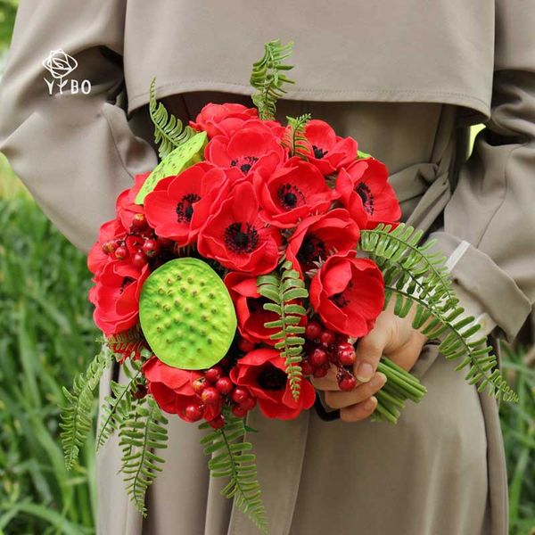 

real touch artificial anemone flowers silk flores artificiales for autumn fall wedding decoration fake flowers accessries wreath