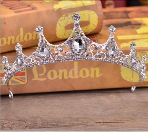 

exquisite diamond brides crown 2018 korean edition princess crown ornament fashion wedding accessories, Silver