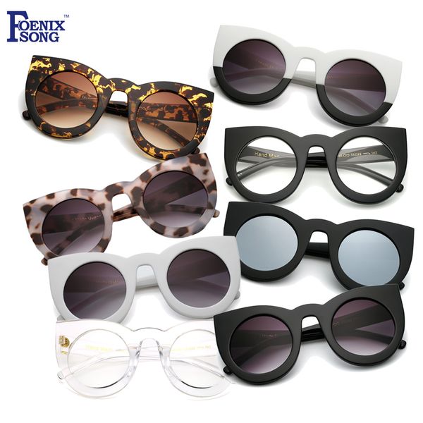 

foenixsong new cat eye sun glasses women brand designer fashion mirror cateye sunglasses female uv400 oversized oculos, White;black