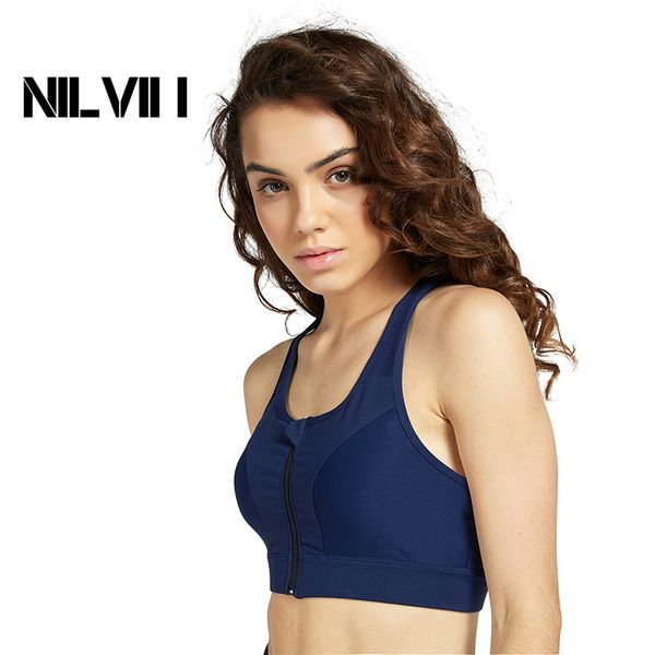 

women's sports bra front zip fitness active training running high impact, White;black