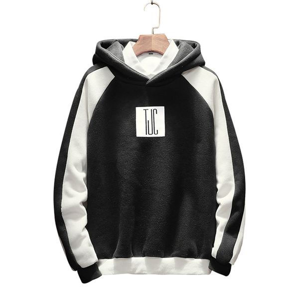 

2018 осень мода лоскутное мужские толстовки и кофты повседневная цвет блока письмо печати пуловер с капюшоном толстовка мужчины m-5xl m3-105, Black