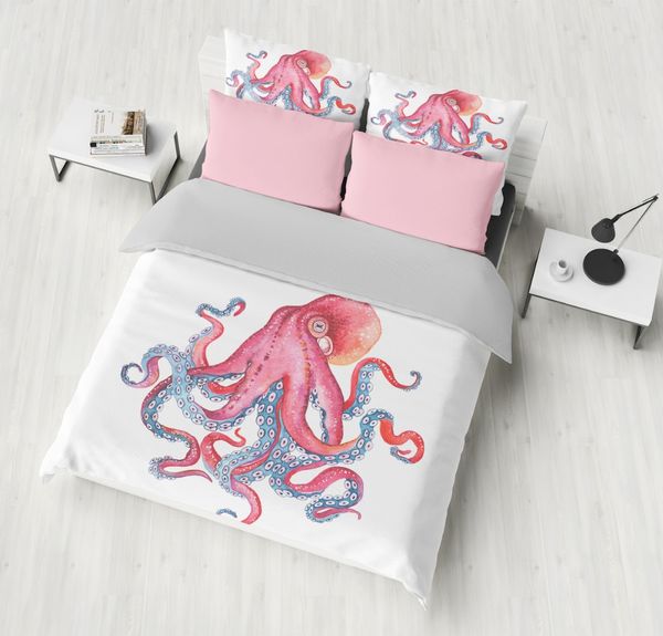 

мода новый 3d цифровая печать постельные принадлежности наборы monterey bay octopus постельное белье пододеяльник комплект 100% микрофибры д