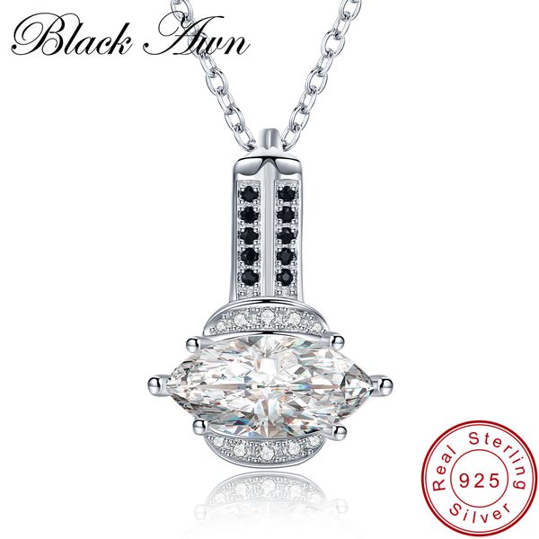 

black awn] 925 sterling silver necklace for women female bijoux necklaces pendants sterling silver jewelry p054
