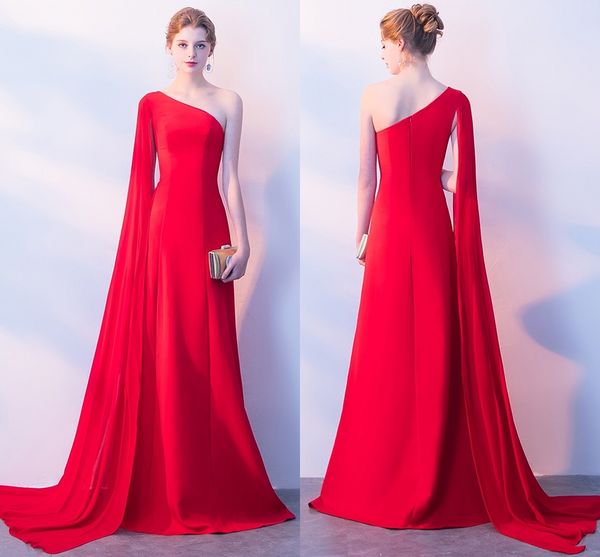 Neues freies Fracht-reizvolles und elegantes rotes Chiffon-formales Abend-Kleid-Schwarz-einzelne Schulter-lange Kleider-Partei-Kleider HY064