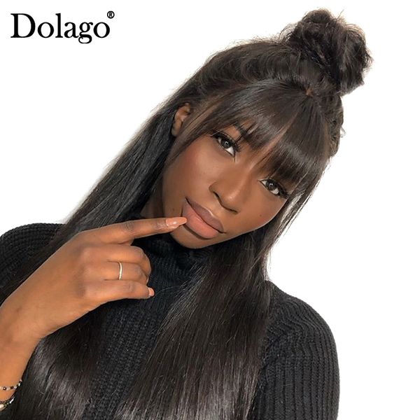 360 Lace Frontal Wig With Bang Straight Lace Front Human Hair Wigs