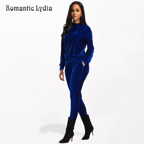

o-neck women autumn winter velvet set warm velour tracksuit 2 piece sets velours polyester valuable female fashion, Gray