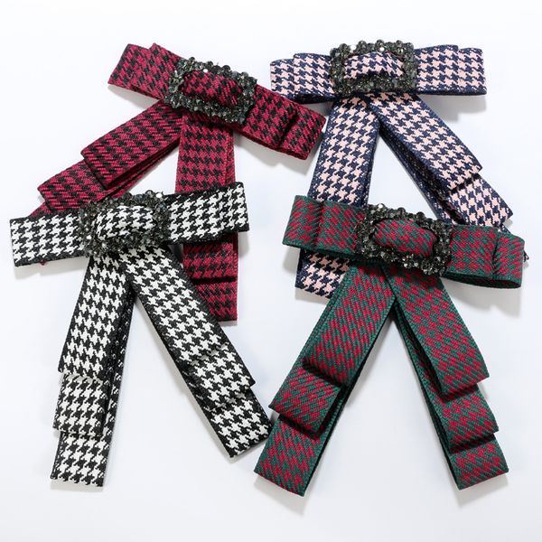 Vintage tessuto quadrato Bow Spille per le donne Neck Tie Pins Gioielli da sposa partito Retro grande spilla a nastro Accessori di abbigliamento