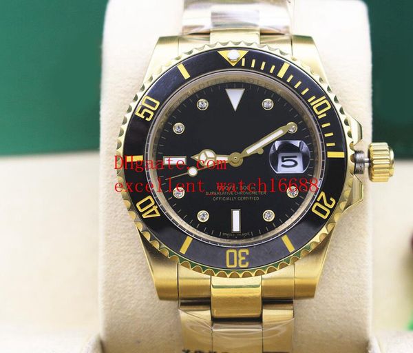 

горячие продать модные часы 40 мм 116613 116619lb 18k желтое золото керамический безель алмаз черный циферблат азиатских 2813 автоматические, Slivery;brown