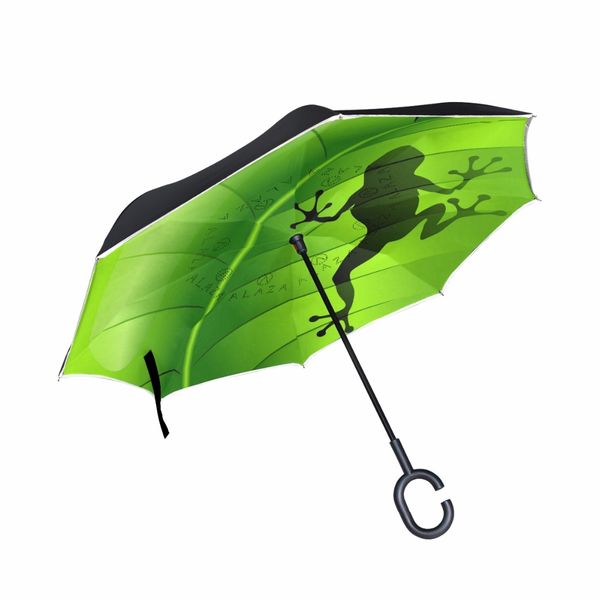 

fantasy frog umbrella windproof double layer inverted umbrella rain protection car reverse umbrellas c-shaped hand