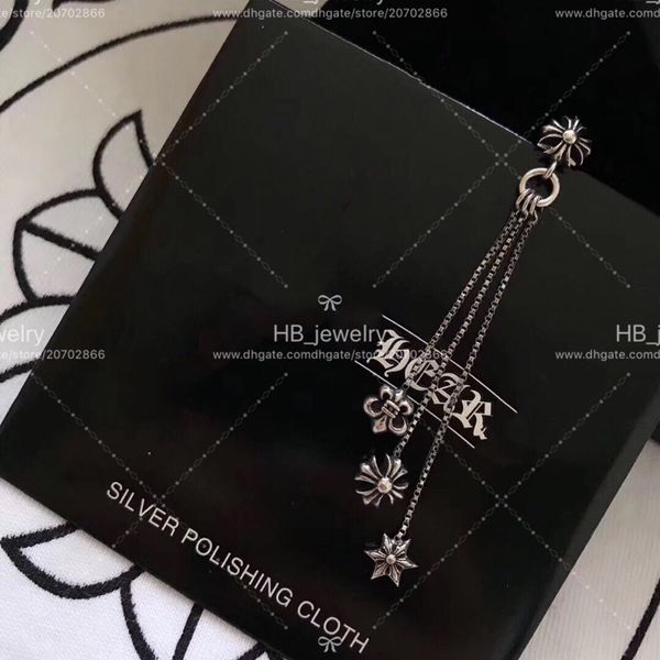 

Популярный модный бренд 925 стерлингового серебра крест Звезда кисточкой серьги д