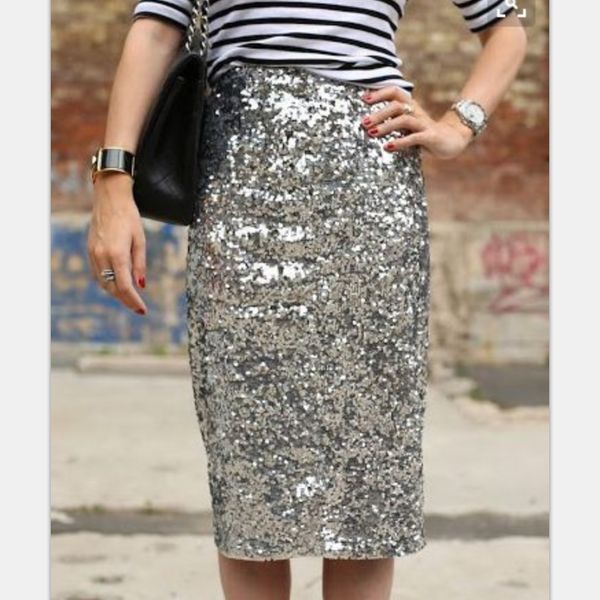 

2018 club party wear high waist bling bling glitter bodycon skirts womens office lady pencil sequin skirt, Black