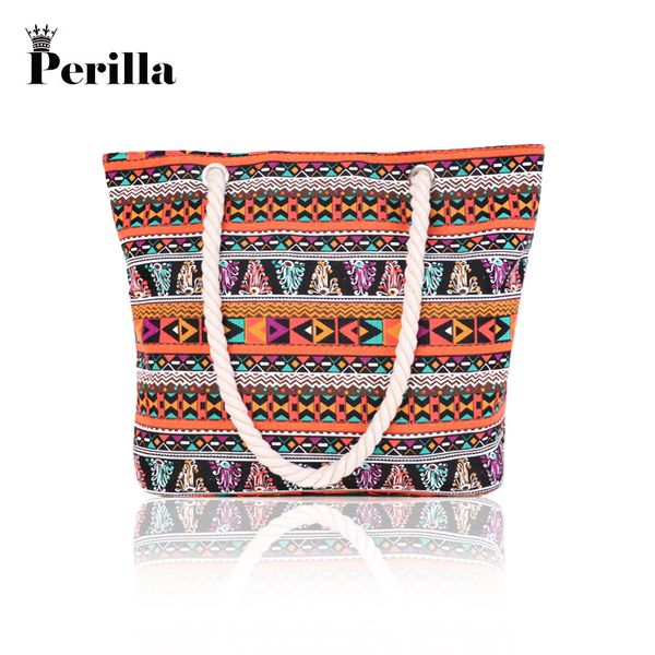 

perilla bags for women 2018 canvas handbag striped clutch shoulder beach summer bag bohemian style multiple shopping big bag
