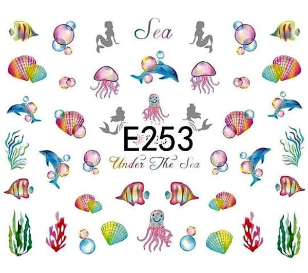 

3d nails art sticker all decorations sliders sea clown fish jellyfish adhesive nail design decals manicure lacquer foil lacquer, Black