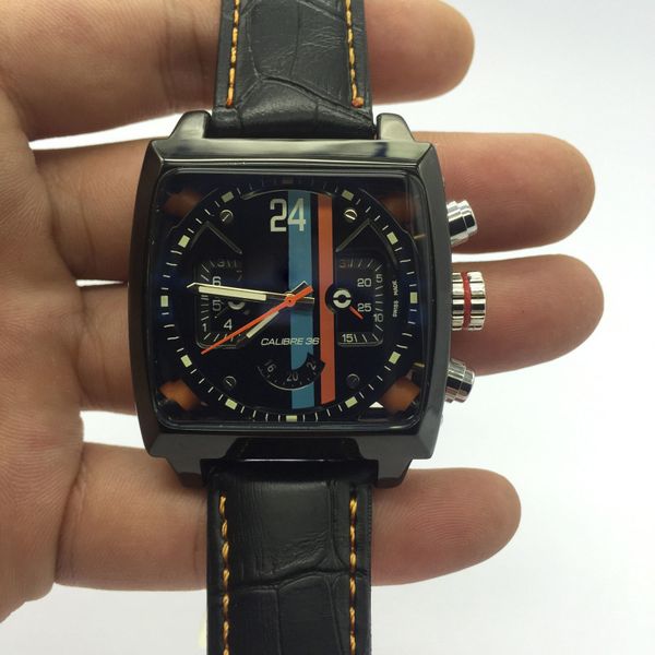

montre de luxe brand designer sports watch black mens luxury mechanical watch leather strap fashion military wristwatches automatic watch, Slivery;brown