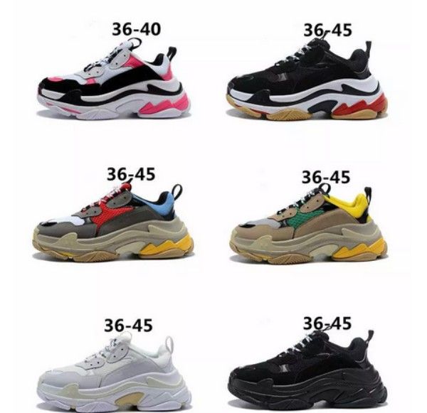 

2018 fa hion triple pari de igner luxury ca ual hoe for men women triple all black white grey green red neaker dad hoe 36 45