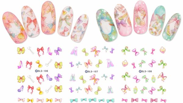 

5 sheet 3d nail sticker mixed colorful designs nail stickers decals korean women makeup water tattoos manicure tool dls105-116, Black
