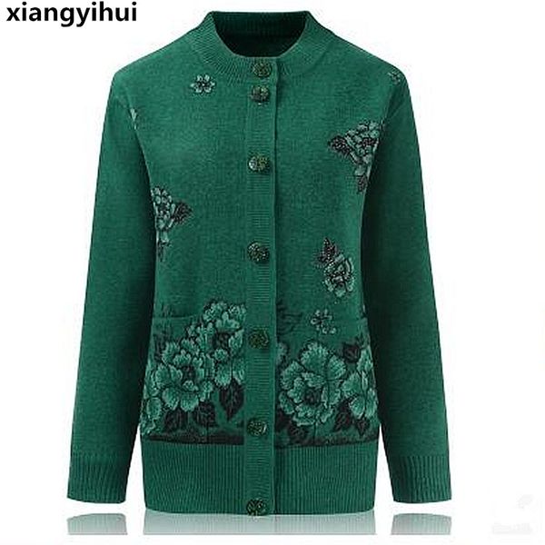 

the mother sweater fashion diamonds woolen cashmere in elderly women cardigan big size warm mother's coat 1745, White;black