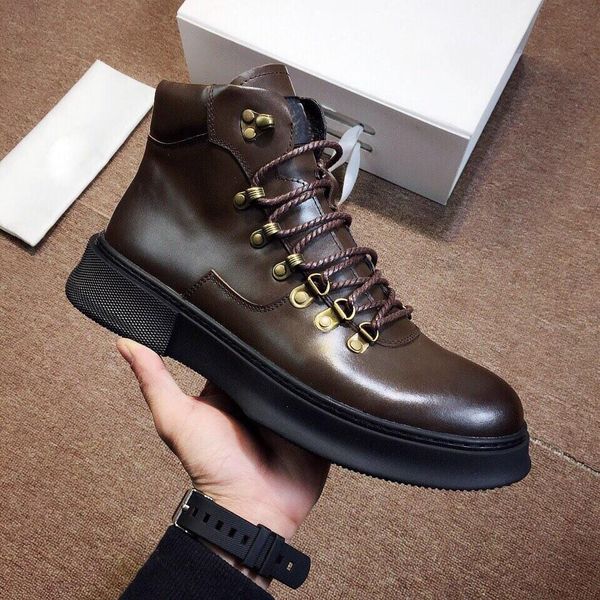 

2018 Winter Top Leather Men shoes Boots Luxury martin luxury men shoes sandals real High Heel shoes with box dust bag