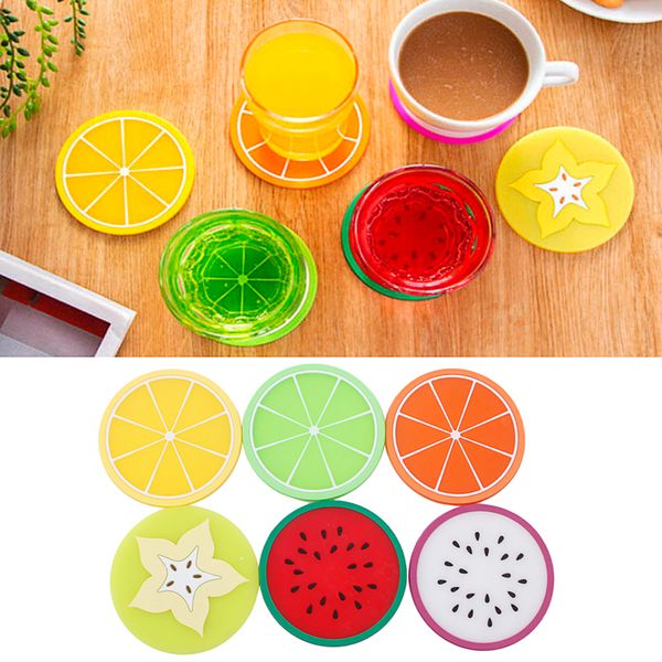 

6pcs fruit colorful silicone cup drinks holder mat placemat pads