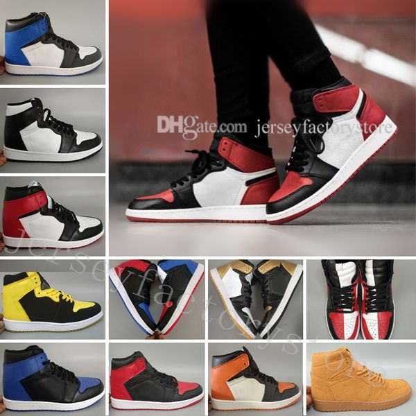 

new 1 3 men basketball shoes wheat gold bred toe chicago banned royal blue fragment shattered sneakers sports trainers designer shoes